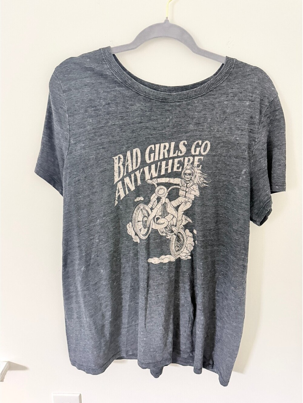 Torrid Size 2 18/20 Bad Girls Go Anywhere Motorcycle Graphic T-Shirt Gray